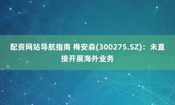 配资网站导航指南 梅安森(300275.SZ)：未直接开展海外业务